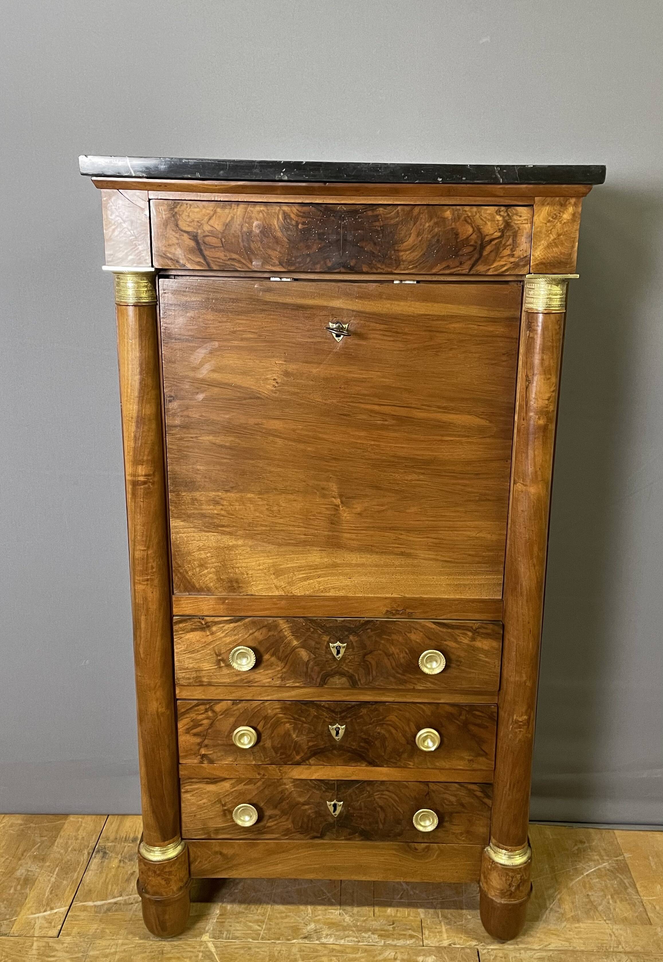 Empire period walnut secretary