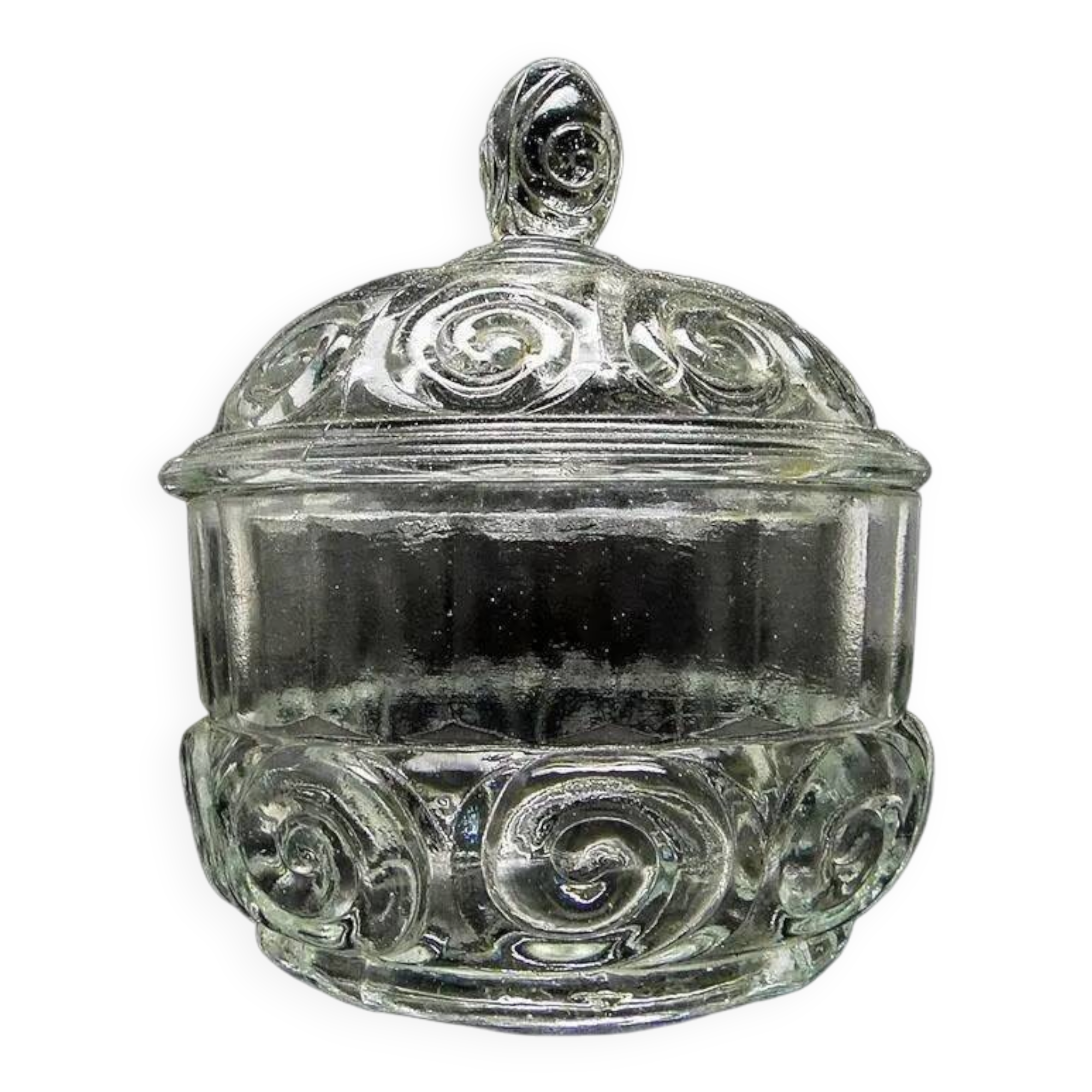 Sugar bowl, postmodern new look, pressed glass, Poland, 1970s