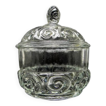 Sugar bowl, postmodern new look, pressed glass, Poland, 1970s