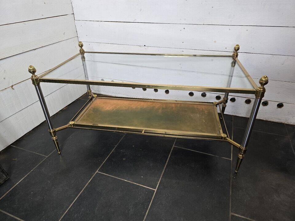 Brass living room table and glass top
