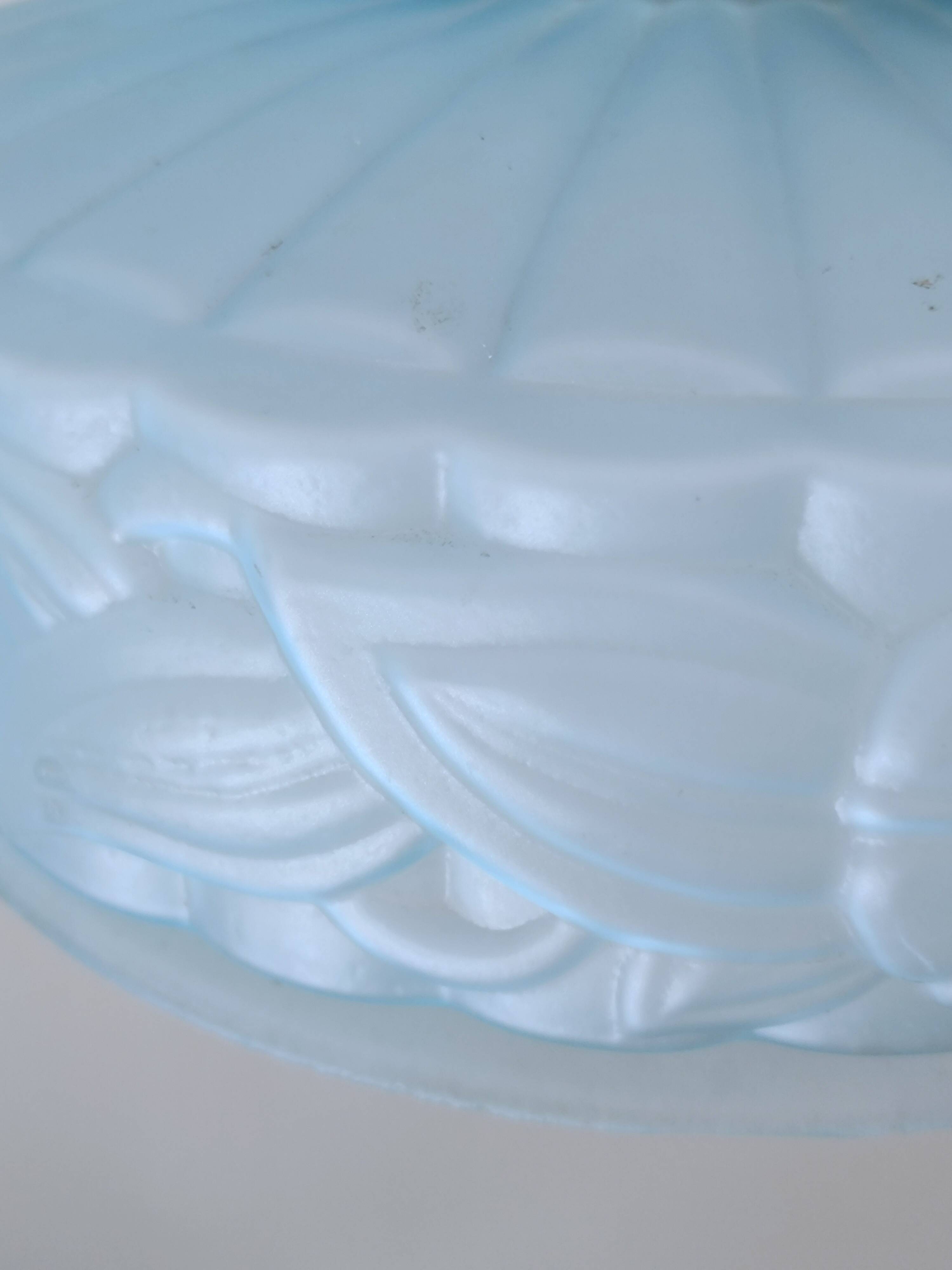 Vintage frosted blue glass pendant light