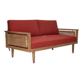 Canapé/jour de lit à bras rabattables danois des années 1970 par Illum Wikkelsø, en laine de mobilier.