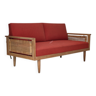 1970s, Danish drop-arm daybed/sofa by Illum Wikkelsø, furniture wool.