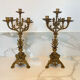 Pair of church candelabra - 19th century - in bronze and brass, 5 lights / c