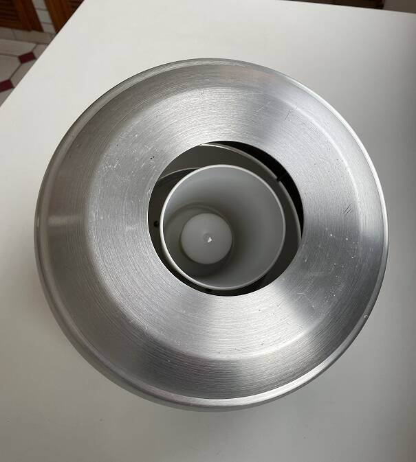 Brushed aluminum ball pendant light