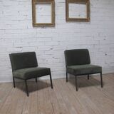 Green velvet armchair