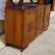 Grand buffet 2 corps en noyer et marbre