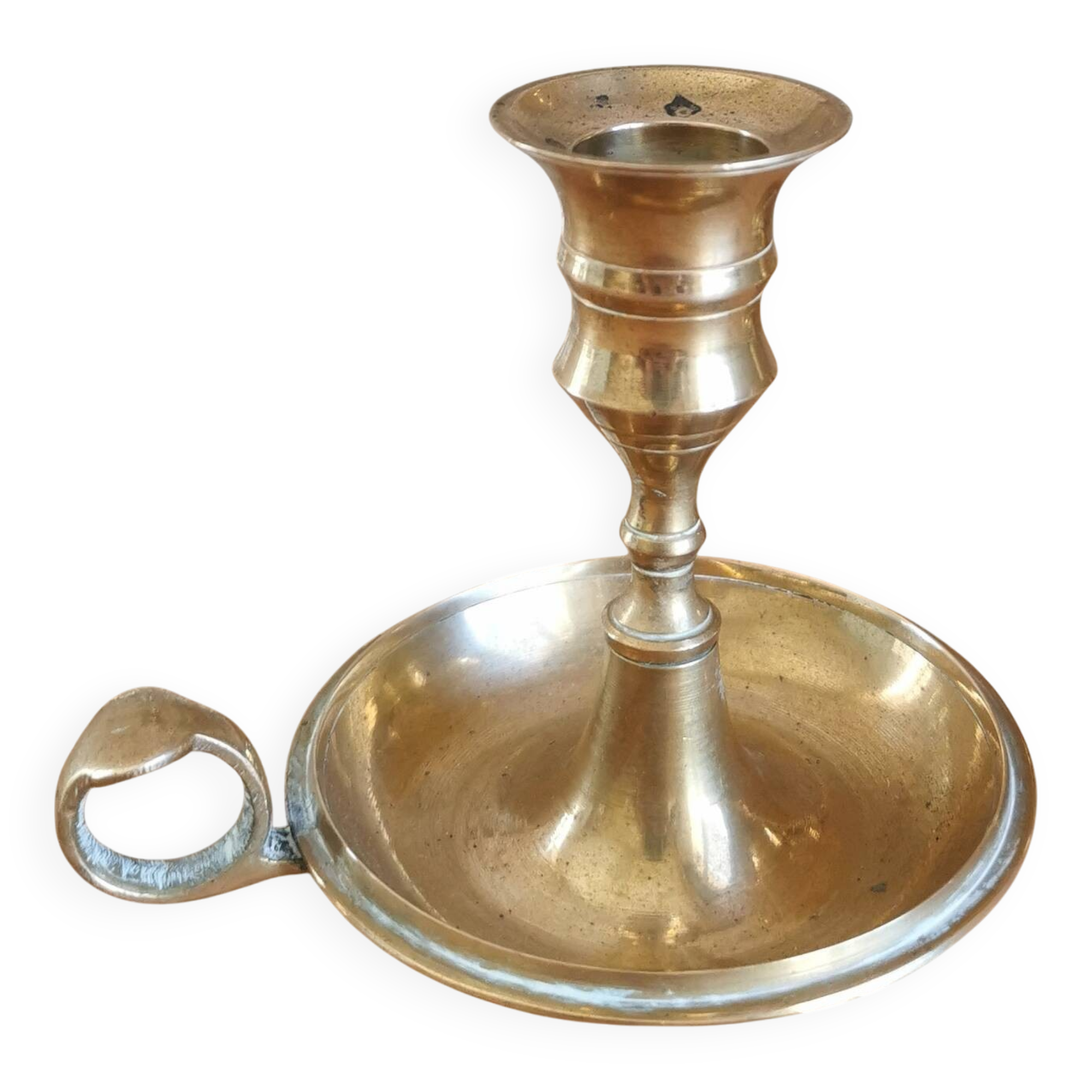 Vintage candle holder, brass cellar rat