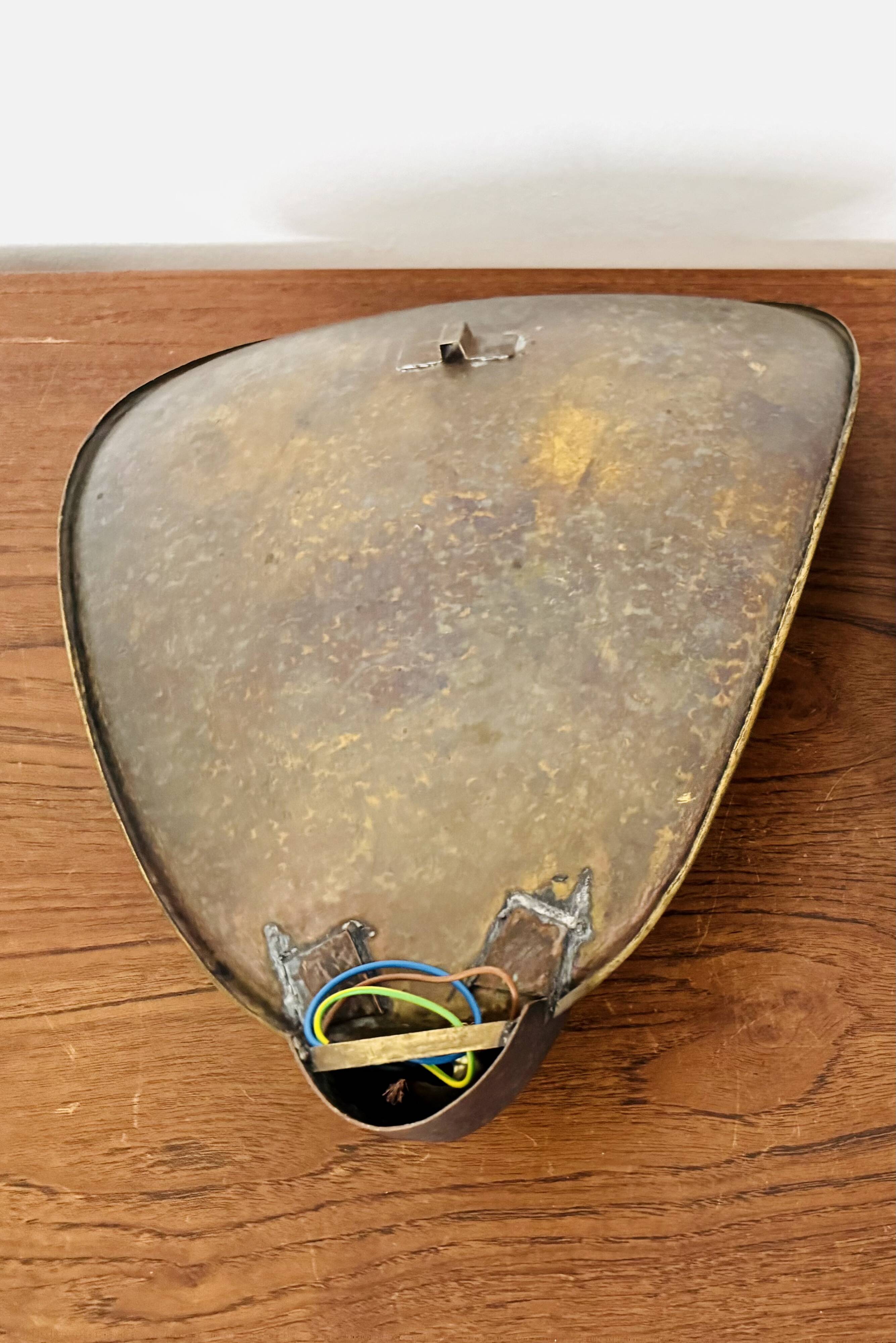 Brutalist Brass and Copper Wall Lamp