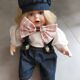 Wooden swing desk and porcelain dolls