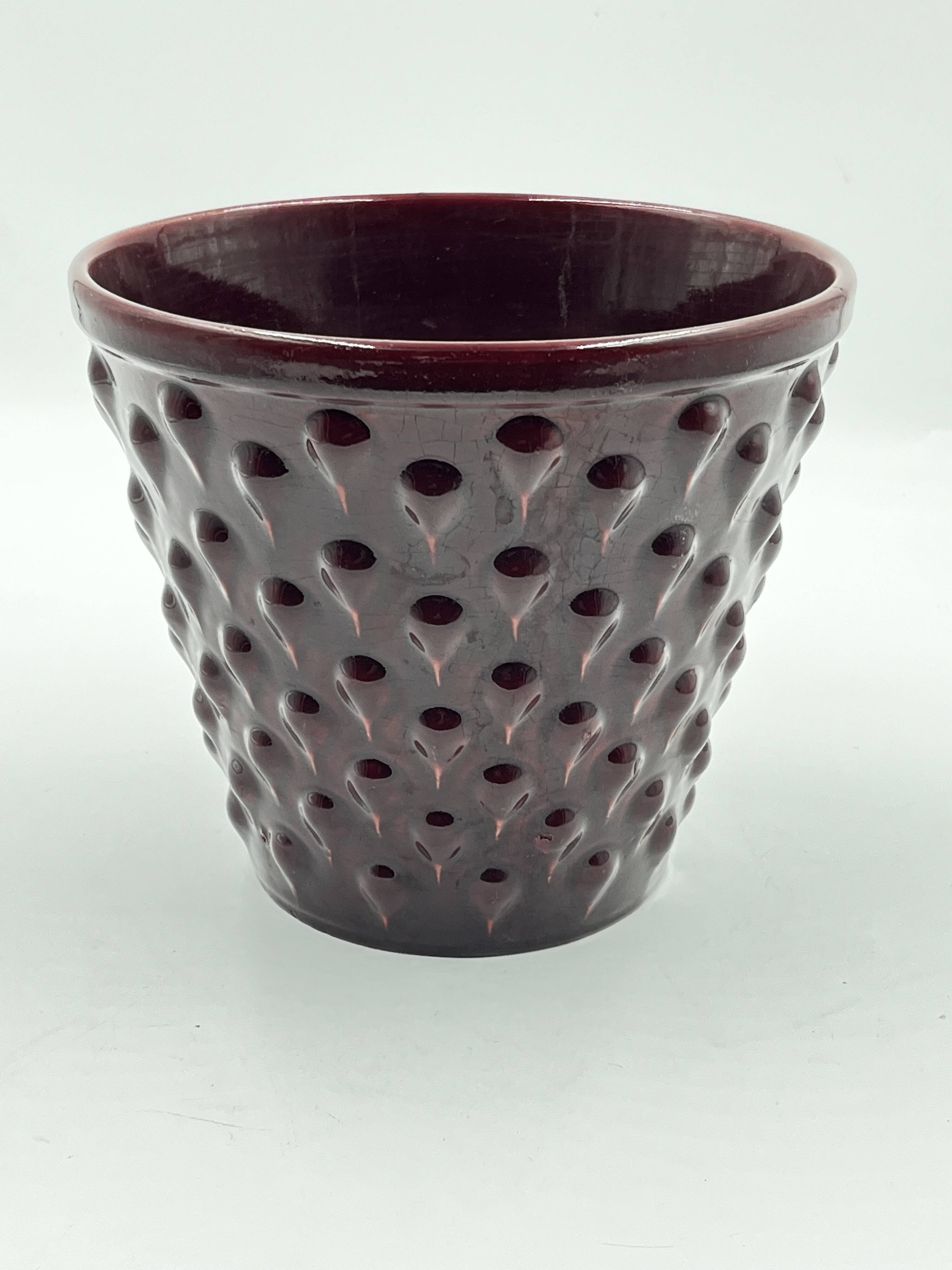 Burgundy ceramic planter