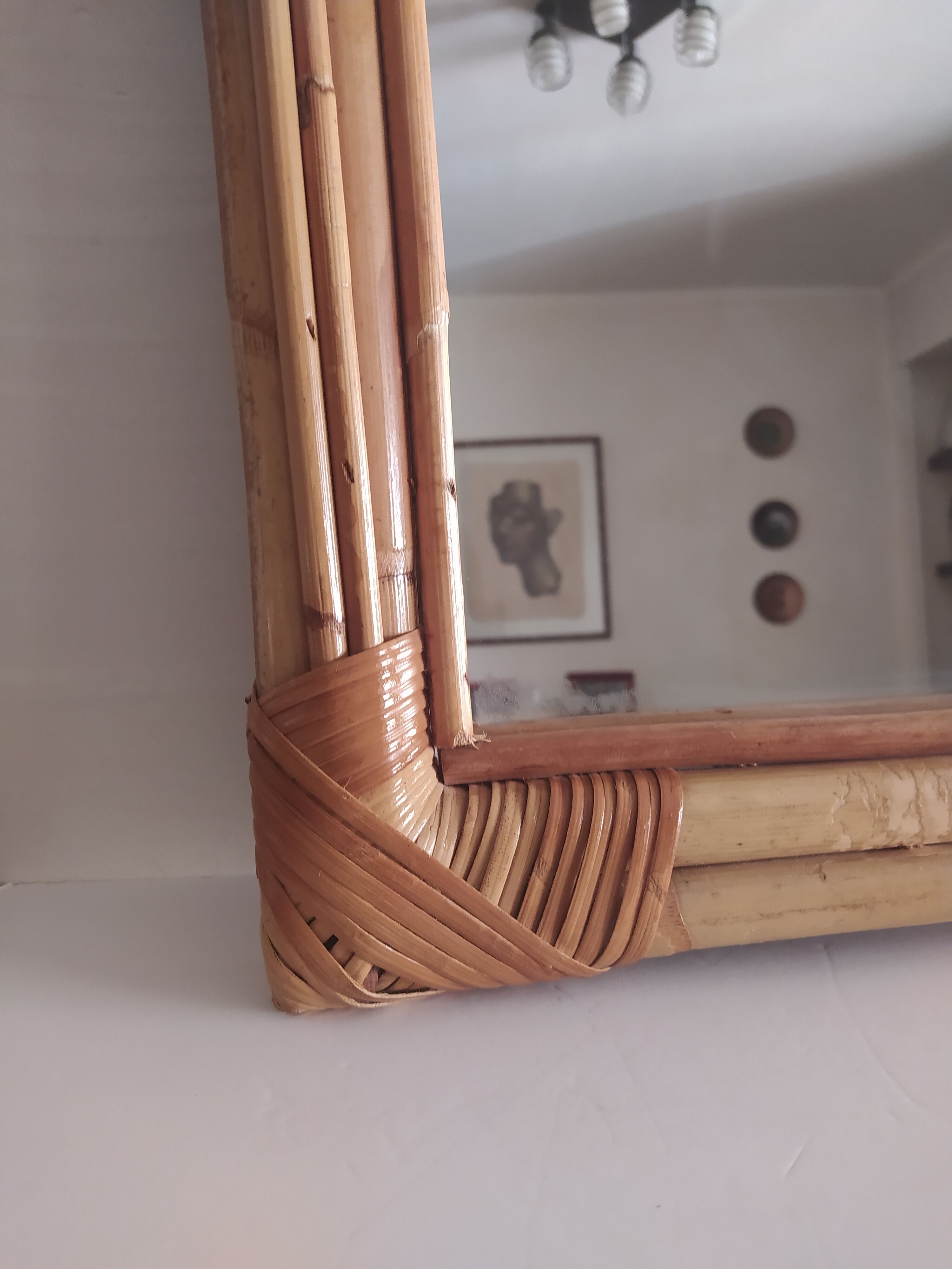 Vintage bamboo mirror 50x72cm