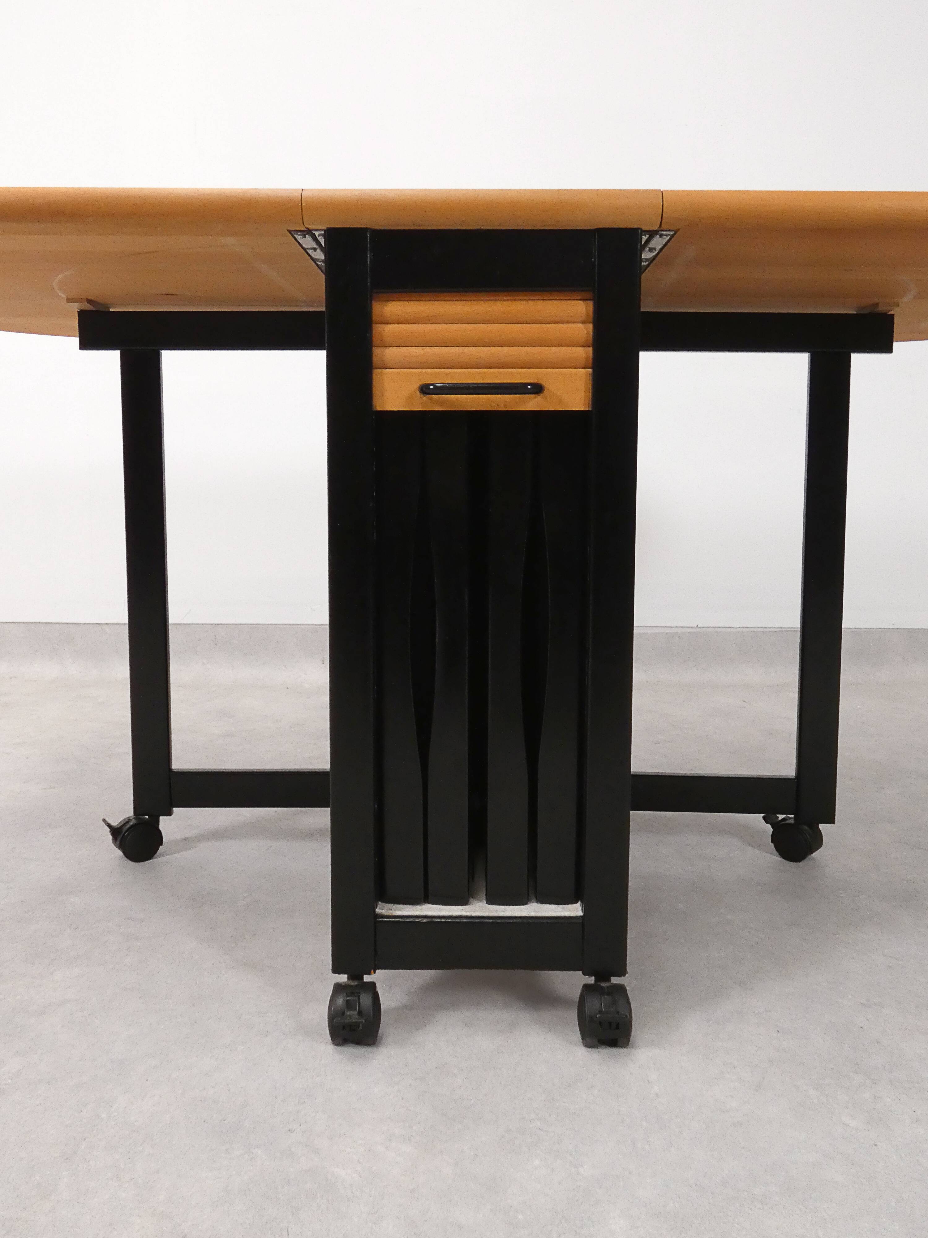 4 Trieste folding chairs with storrage table - Aldo Jacober for A. Bazzani