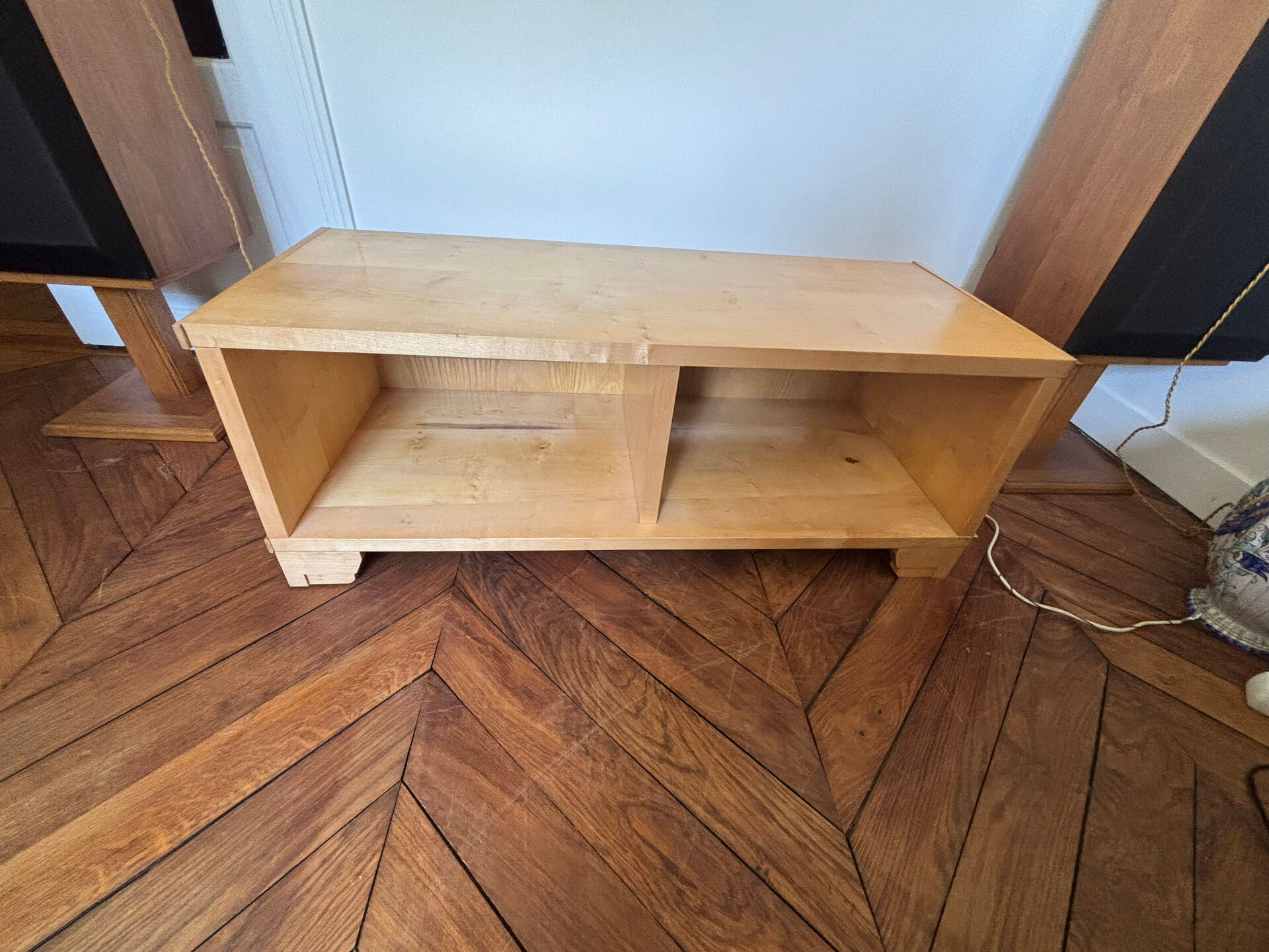 Solid sycamore hi-fi furniture in Art Deco style