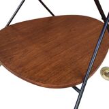 Vintage Scandinavian serving trolley in teak and metal, metal wheels, 1960s