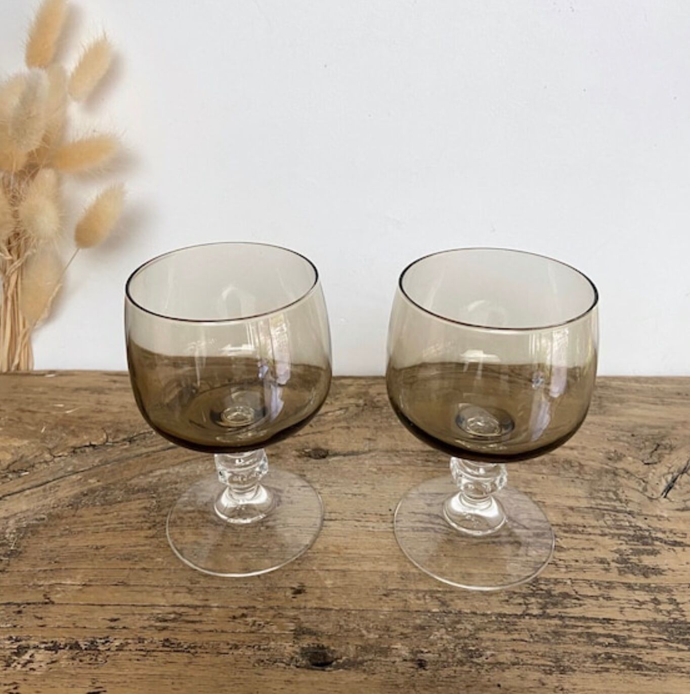 Set of 6 smoked glasses luminarc france