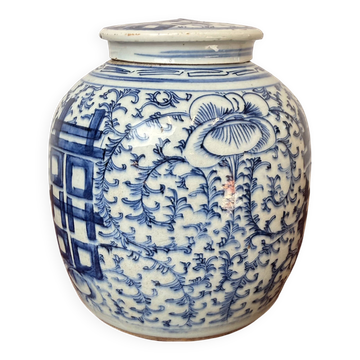 Chinese ginger jar in blue and white porcelain