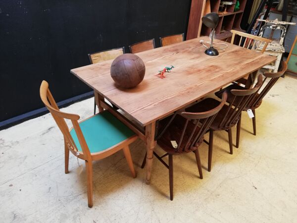 Table pliante en bois brasserie-guinguette , 6/8 couverts