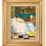 Rest, oil on canvas mounted on cardboard signed Dassimov