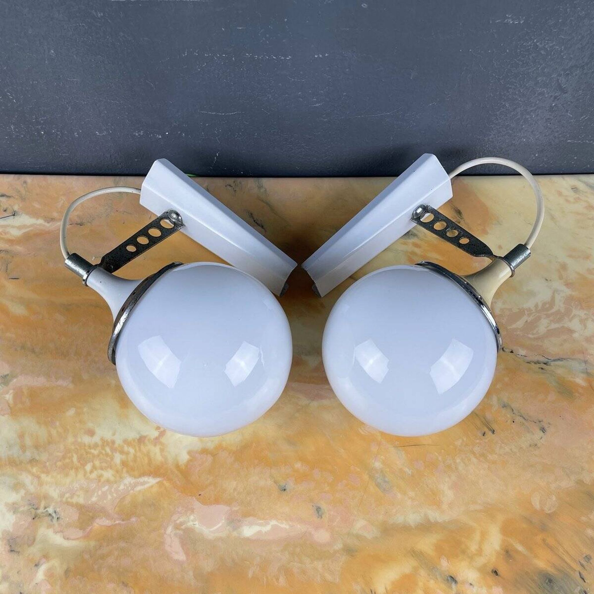 Italian white wall sconces from the mid-century by Targetti Sankey, 1960s, set of 2.