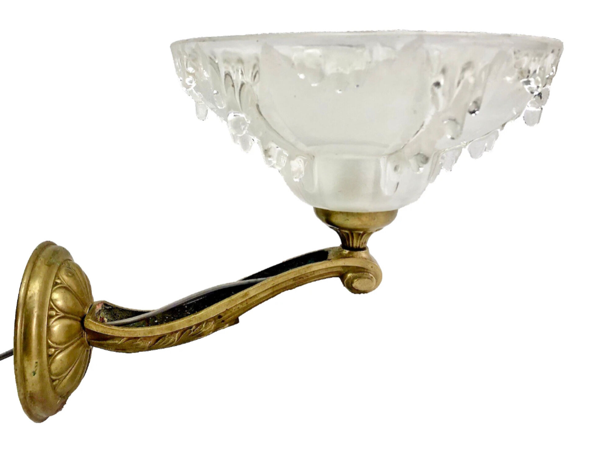 Ancienne applique bronze Art Déco 1930  vasque glaçons Ezan