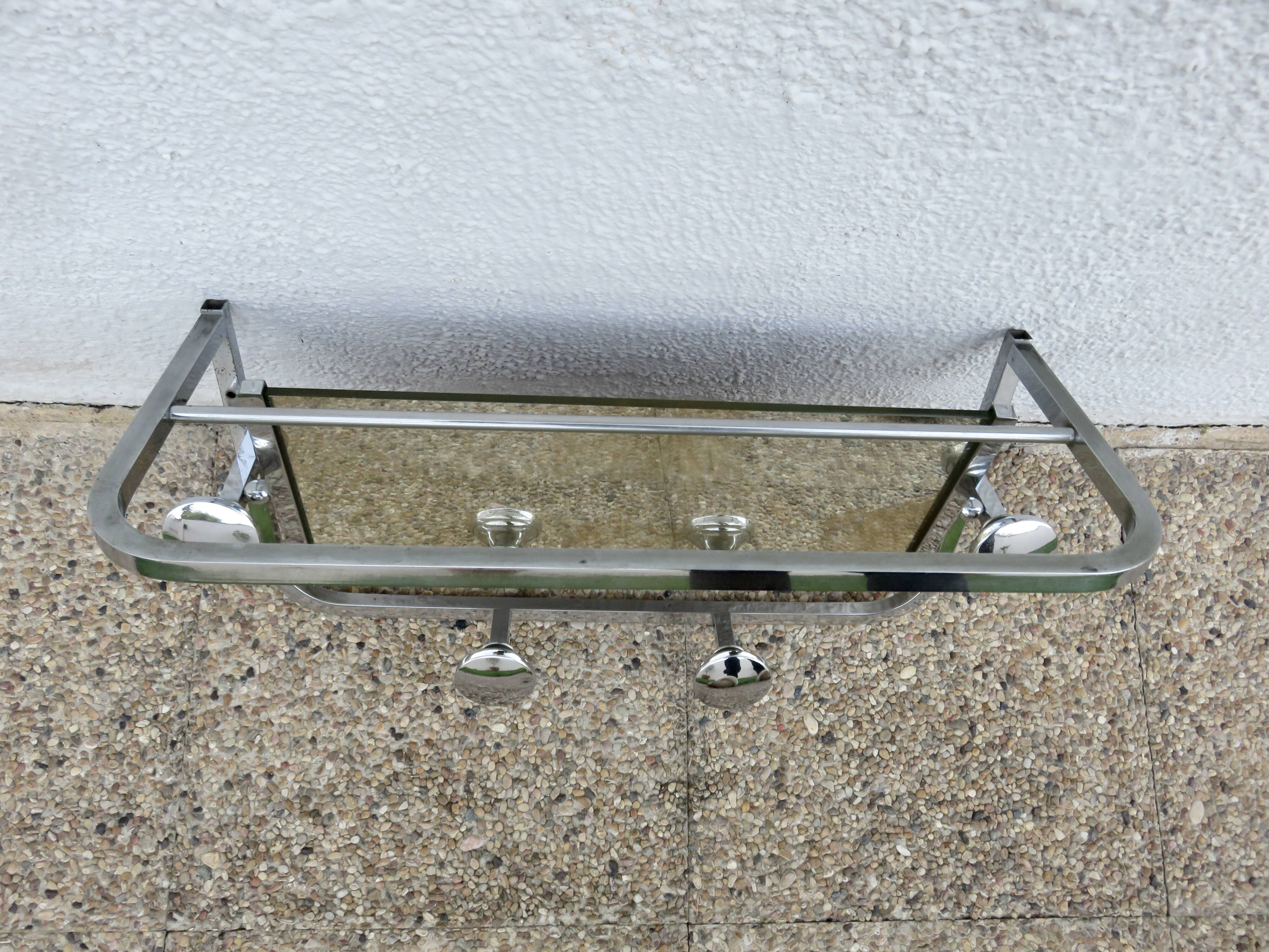 Coat rack, cloakroom, in chromed brass, 20s 30s