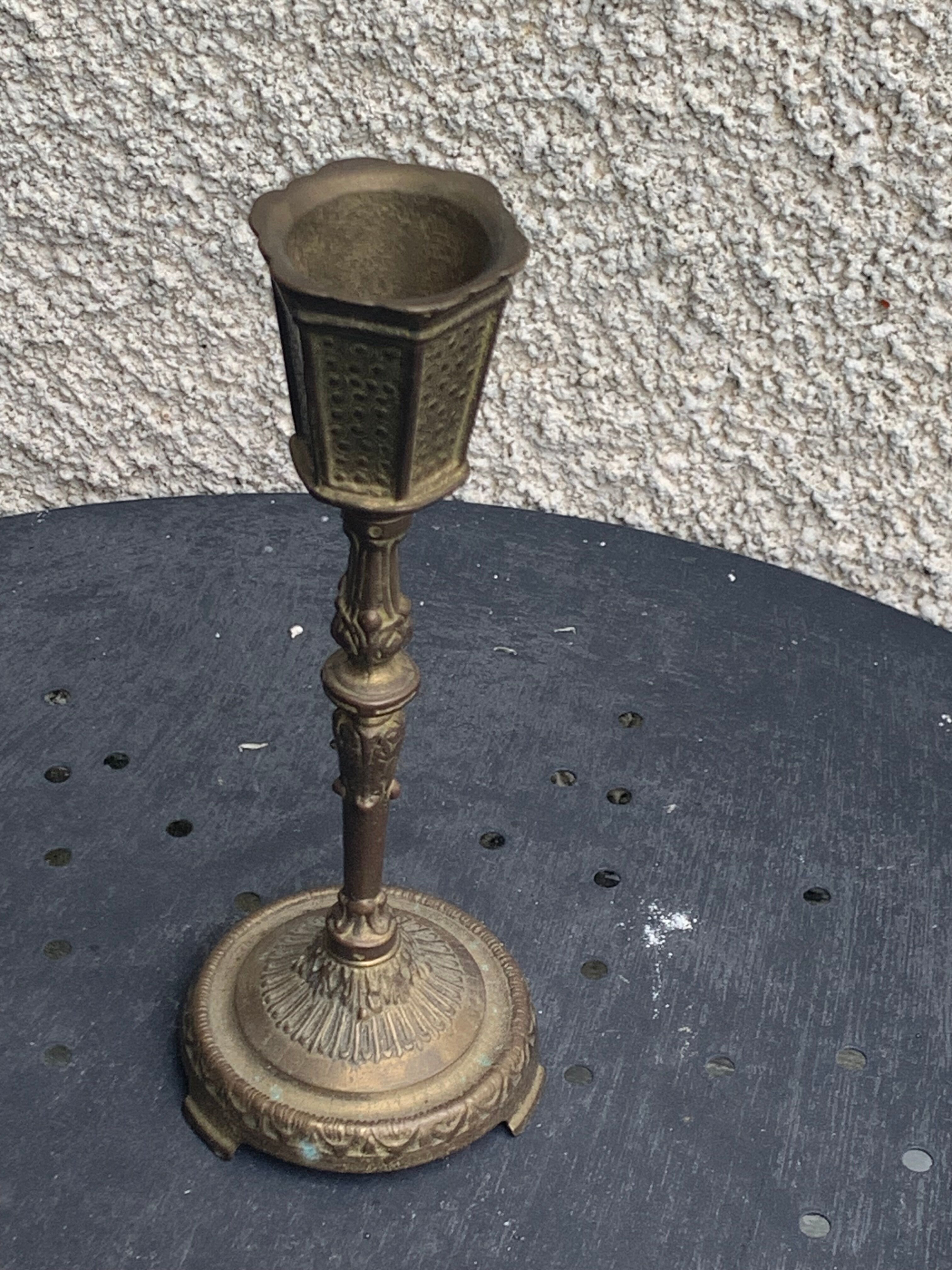Old brass candle holder