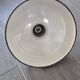 Vintage French industrial pendant lamps in black enamel.
