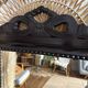 Large antique wooden mirror with sculpted pediment in boho style 118x57cm