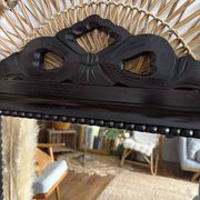 Large antique wooden mirror with sculpted pediment in boho style 118x57cm