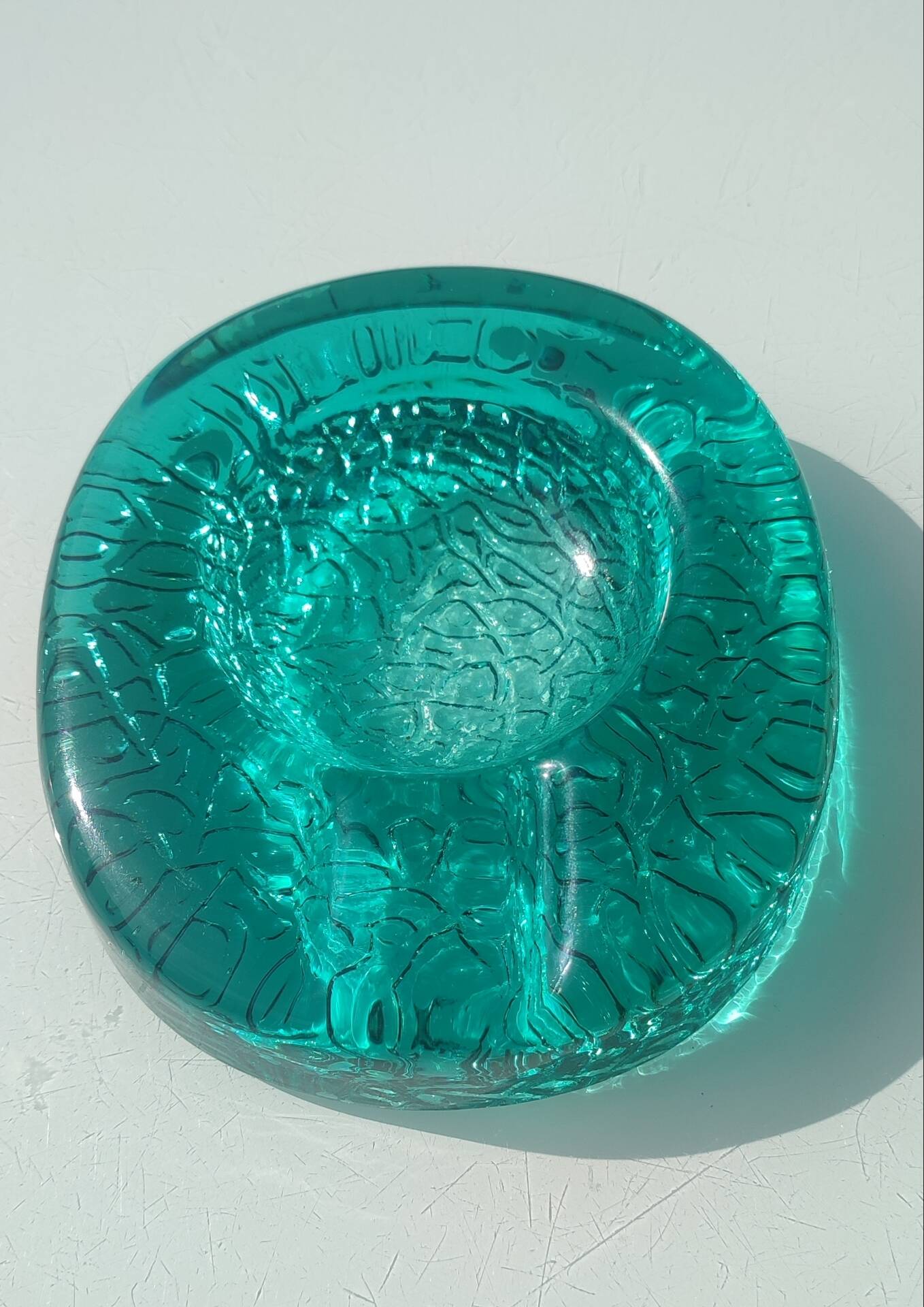 Kosta Boda art ashtray solid glass emerald circa 1970