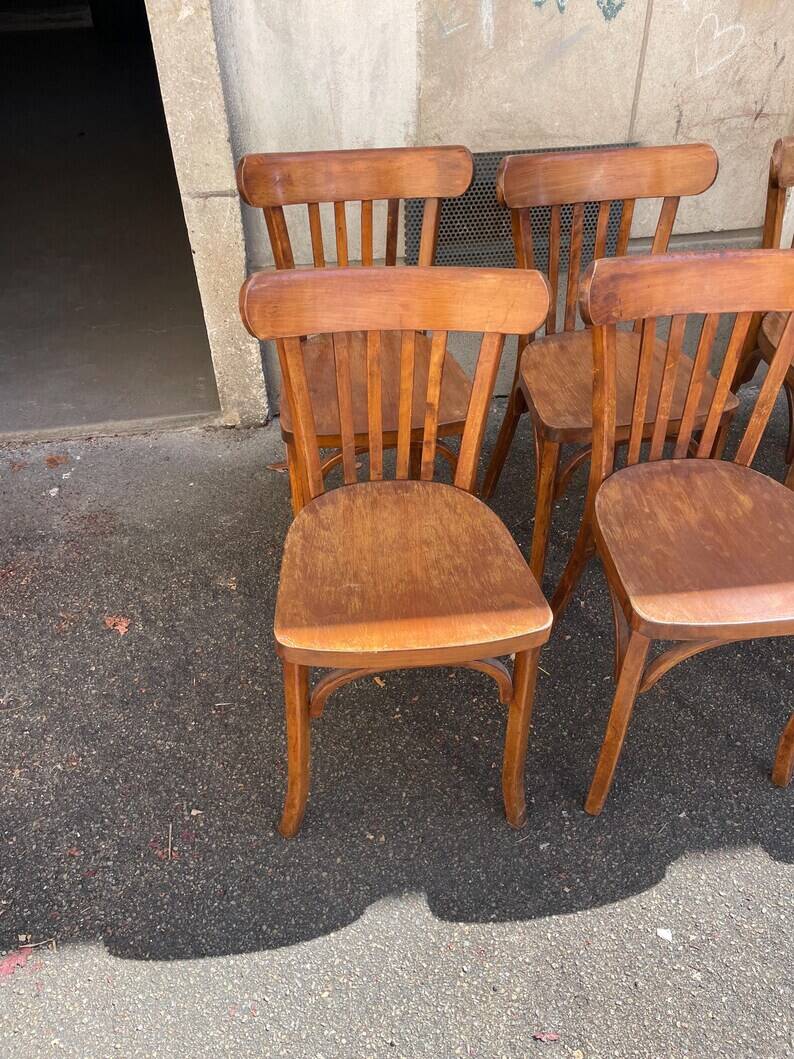 7 chaises bistrot vintage style Thonet Baumann