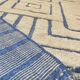 Sky Blue Boujaad Rug – Handmade Moroccan Wool Rug with Bold White Geometric Patterns