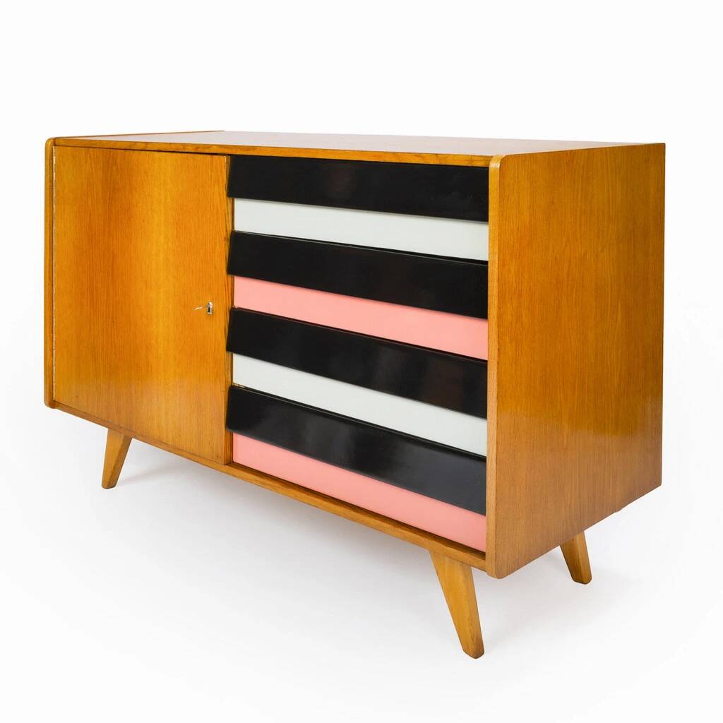 Original U-458 cabinet designed by Jiří Jiroutek in 1958 -  Black & Pink