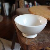 White earthenware bowl on foot Digoin Sarreguemines