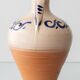 Spanish Revival Terracotta Table Lamp, Cream and Cobalt, New Linen Shade