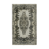 Handmade distressed turkish 1980s 181 cm x 292 cm grey rug