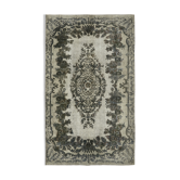 Handmade distressed turkish 1980s 181 cm x 292 cm grey rug