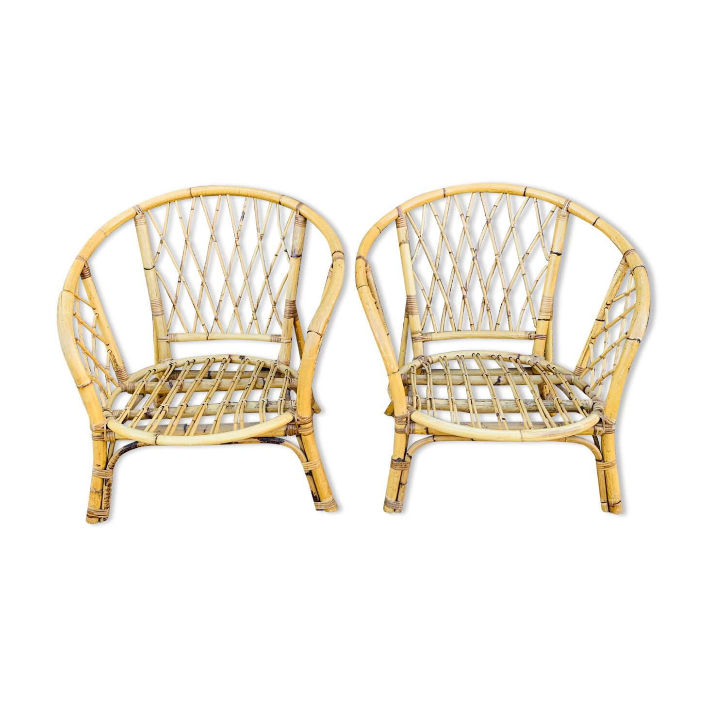 Pair of adult rattan armchairs