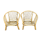 Pair of adult rattan armchairs