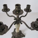 Antique brass and marble chandelier
