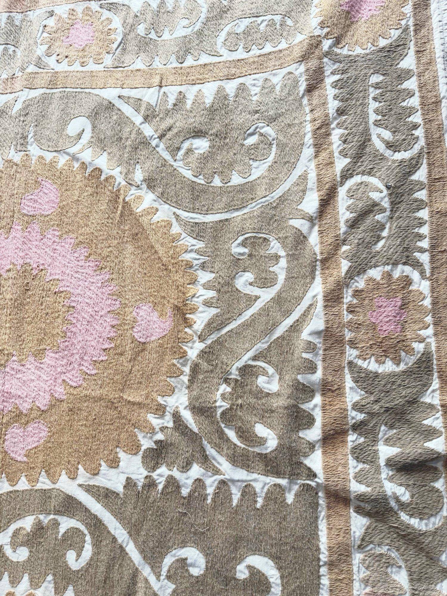 Vintage hand-embroidered Uzbek Suzani 244x335 cm