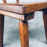 French Folk Art Rustic Dining Chair Set in Oak, 1940s, Set of 6