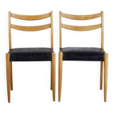 Pair of Scandinavian chairs in teak and faux leather, 1960.