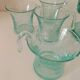 Service en verre soufflé bullé vert d'eau – Coupe sur pied, 5 tasses et louche