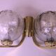 Mid century pair of brass and glass double wall lights, 1970s