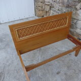 Bed wood and rattan wineing Louis Sognot of the 50s with his articulated box spring