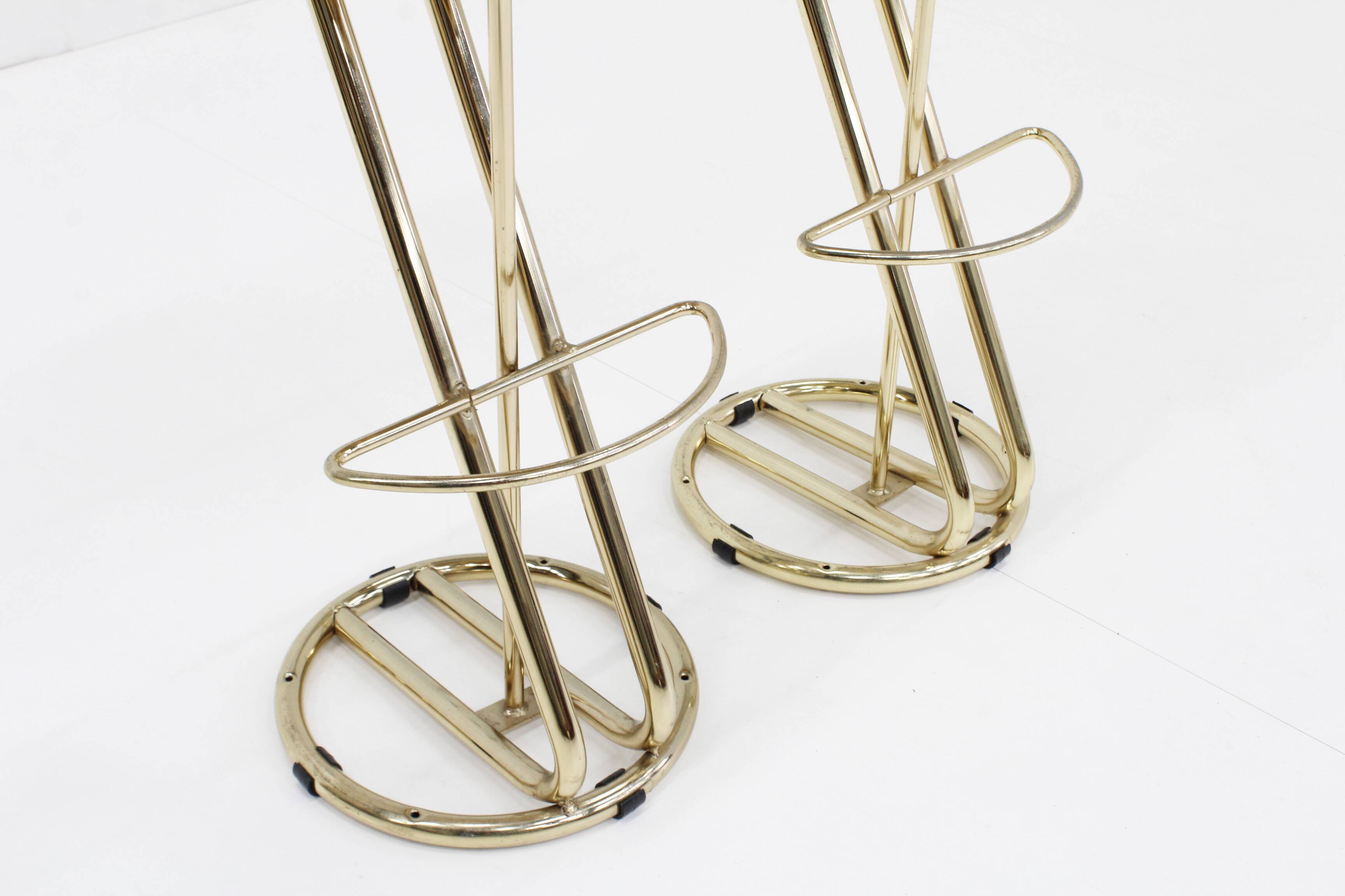Tabourets de bar italiens vintage en laiton, lot de 2