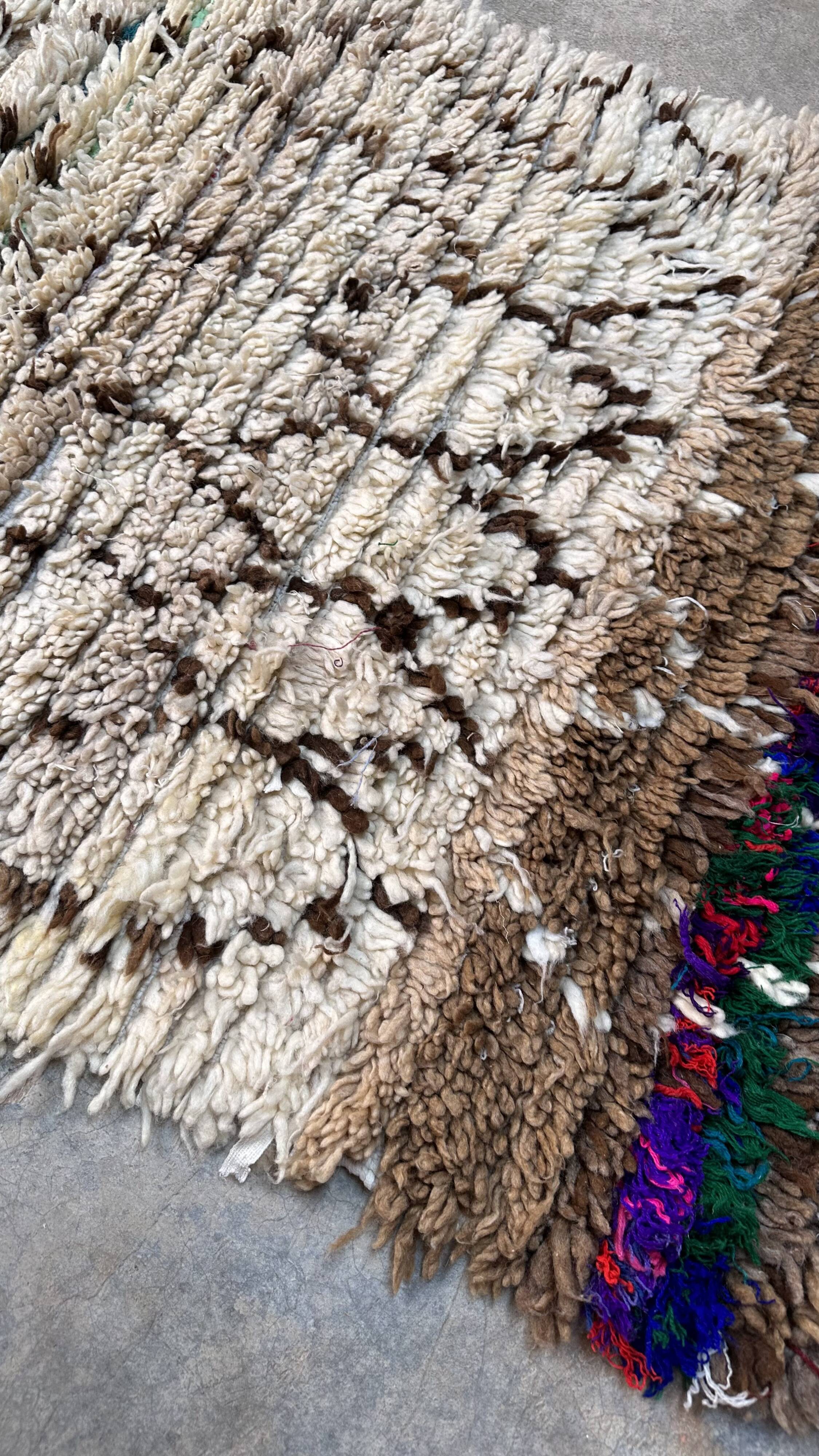 Azilal beige Moroccan rug - 161 x 81 cm