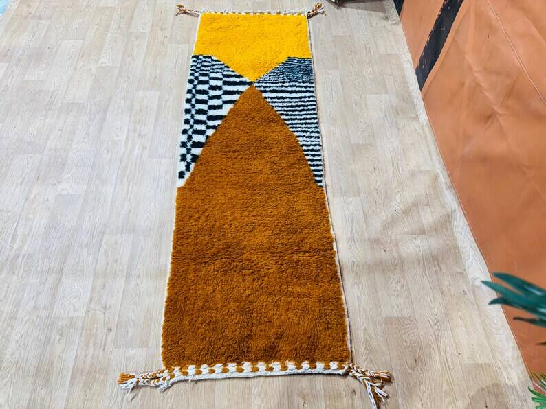 Handmade wool runner rug 300cmx70cm